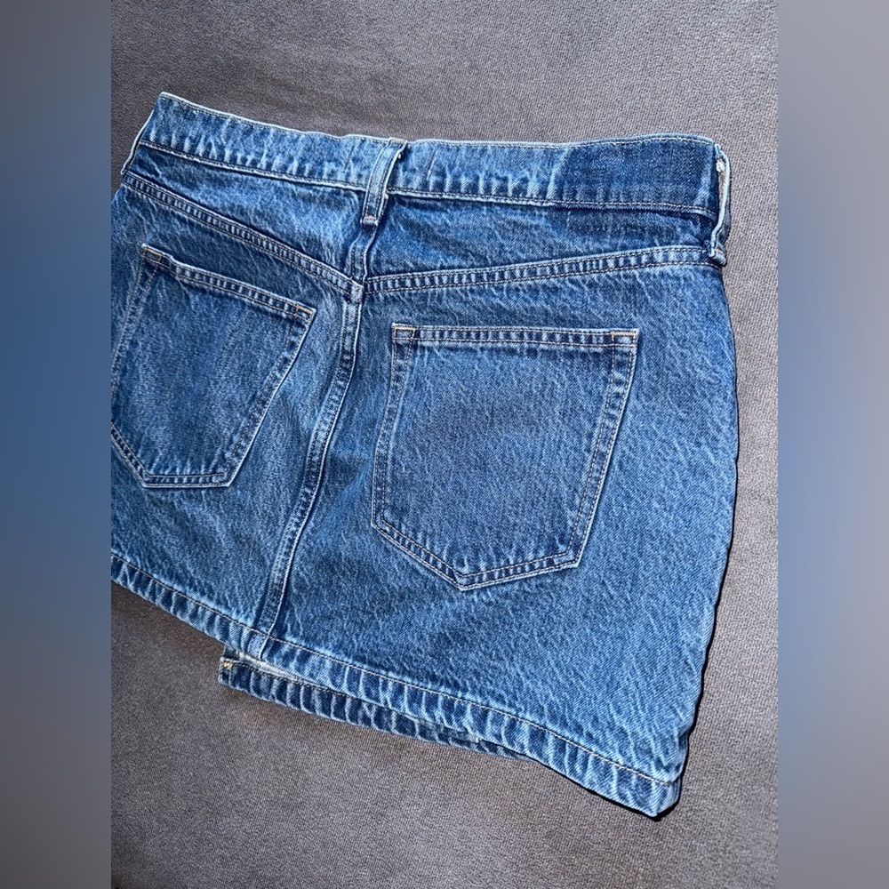 NWOT Abercrombie & Fitch Mid Rise Denim Wrap Mini Skirt 27 4 Medium Blue Denim - Picture 6 of 10
